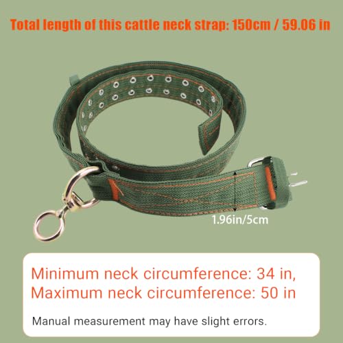 2 Pack 59 Inch Adjustable Cow Collar, Heavy-Duty 4-Layer Thickened Nylon Collar with 2-Row Metal Buckle for Cattle, Cow, Sheep, Goat, Horse, Camel, and Large Dogs, Farm Animal Neck Strap