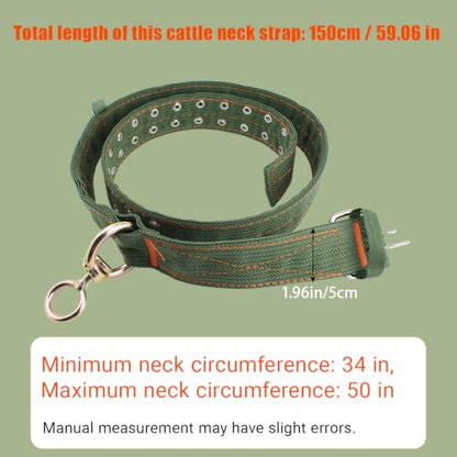 2 Pack 59 Inch Adjustable Cow Collar, Heavy-Duty 4-Layer Thickened Nylon Collar with 2-Row Metal Buckle for Cattle, Cow, Sheep, Goat, Horse, Camel, and Large Dogs, Farm Animal Neck Strap