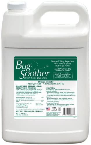 Bug Soother Natural Insect Repellent, DEET-Free Outdoor Spray 1 Gallon | Plant Based | Repels Mosquitos, Gnats & Black Flies | Ideal for Farms, Ranches & Livestock | Made in the USA