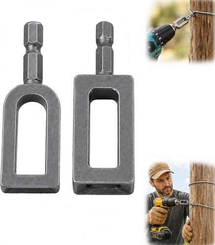 Wire Twister Tool for Drill, Electric Drill Wire Twisting Tool with 1/4" Hex Shank, Heavy Duty Drill Wire Twister for Fence Construction Rebar Tying (2PCS)
