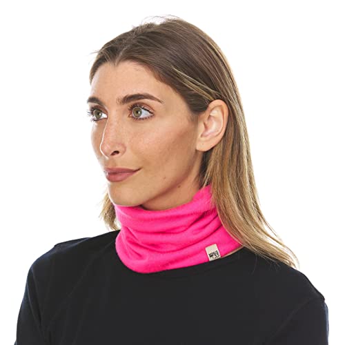 100% Merino Wool - Midweight Neck Gaiter - Skiing Neck Warmer - Winter Face Mask - Multipurpose Headwear - color: Blaze Pink
