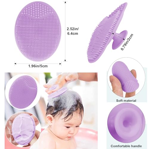 Baby Hair Brush and Purple Cradle Cap Brush Set for Newborns and Toddlers, Wooden Baby Hair Brush Set with Soft Goat Bristle, Baby Hair Care Kit 2PCS - color: Purple