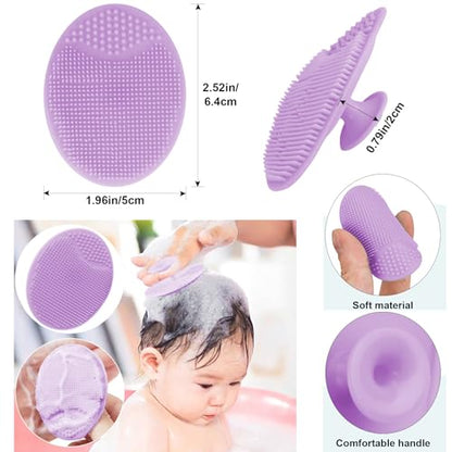 Baby Hair Brush and Purple Cradle Cap Brush Set for Newborns and Toddlers, Wooden Baby Hair Brush Set with Soft Goat Bristle, Baby Hair Care Kit 2PCS - color: Purple