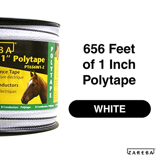 Zareba 1-Inch 656 ft Polytape - 200 M Electric Fencing - Highly Visible Polytape - Easy to Install, Repair, Slice - PT656W1-Z - size: 1 Pack