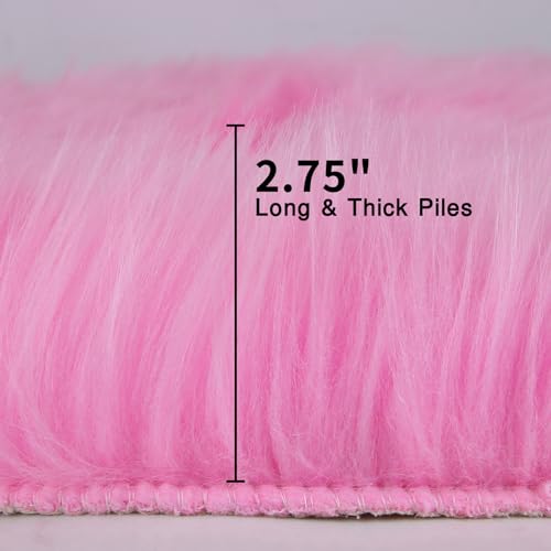 duduta Hot Pink Faux Sheepskin Rug 2x3 ft, Fluffy Fur Seat Chair Covers - color: Hot Pink, size: 2' x 3'