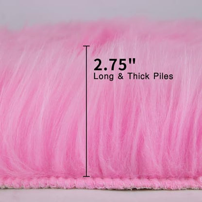 duduta Hot Pink Faux Sheepskin Rug 2x3 ft, Fluffy Fur Seat Chair Covers - color: Hot Pink, size: 2' x 3'