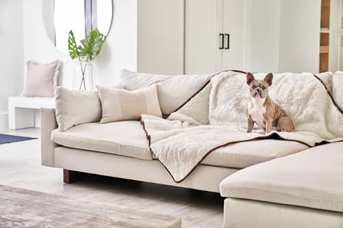 PupProtector Waterproof Throw Blanket for Dogs and Cats, Pet Blanket Cover for Couches, Sofas, Beds, Car Seats, Furniture, Calming Soft Faux Fur, Short White, Large (80" L x 62" W) | Waterproof, machine washable — protects couches, beds & car seats - colo