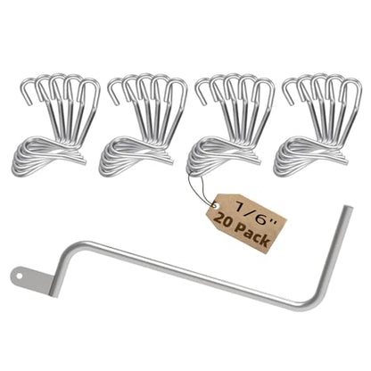 20Pcs Fence Wire Tightener and 1Pcs Tightener Handle,1/4" Barbed Wire Fence Tool Wire Tensioner Tool for Wire Fence Farm Gardens(6mm20Pcs+Tightener Handle) (0.16in) - size: 0.16in