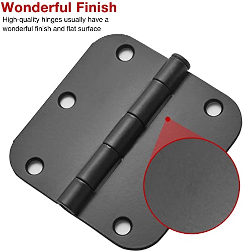 TDCHINGES 3 1/2" Matte Black Door Hinges 3.5 Inch Rounded Flat 24 Pack - color: Matte Black, size: 24 Pack