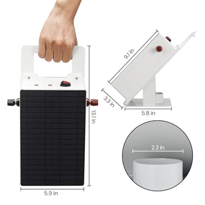Solar Fence Charger - Briidea Solar Electric Fence Energizer for Up to 5.6 Miles, 0.3 Joules, IP66 Waterproof for Livestock, Gardens, Pastures & Wildlife Control, Energy Saving Design - color: 0.3 Joules with handle