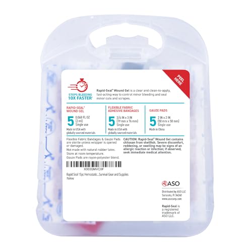 Rapid-Seal Hemostatic Bleed Control First Aid Wound Care Kit, 15 Pieces - size: 15-Piece Kit