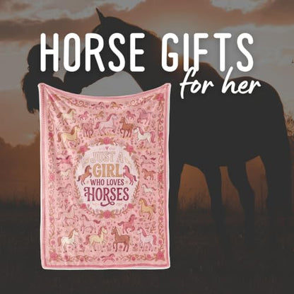 Huglanket Horse Blanket, Pink Throw Blanket for All Seasons | Soft Comfort Cozy Blanket for Couch Sofa Chair Lightweight