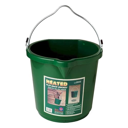 Farm Innovators Heated Flat-Back Water Bucket, 120 Watts, 5 Gallon, 2-Pack | Plastic Livestock Pail with Cord Storage for Convenient Watering and Feeding during Cold-Weather Barn and Stable Use