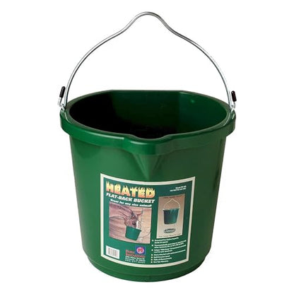 Farm Innovators Heated Flat-Back Water Bucket, 120 Watts, 5 Gallon, 2-Pack | Plastic Livestock Pail with Cord Storage for Convenient Watering and Feeding during Cold-Weather Barn and Stable Use