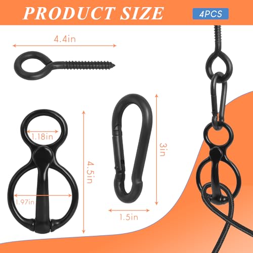 Horse Tie Ring, 4 Sets Blocker Tie Ring for Horse Tack and Supplies, Black - color: Black