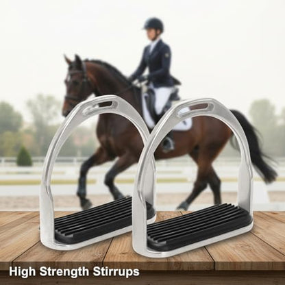 Cididu 2 Pack Horse Riding Stirrups, Metal Horse Saddle Stirrup with Rubber Pad, Safety Knee Ankle Protection Saddle Pain Stress Relief, Stirrup Irons for Trail Riding Training Beginners