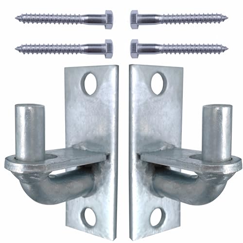 2 Pack Wall Mount Gate Hinges, Heavy Duty Chain Link Fence Gate Hinges with 5/8 Hinge Pin for Fences & Farm Gates, Silver - color: Silver-2pcs