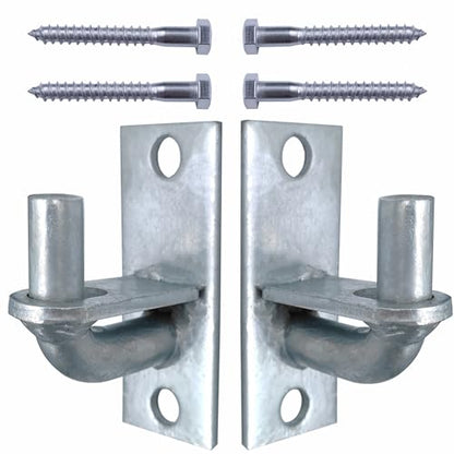 2 Pack Wall Mount Gate Hinges, Heavy Duty Chain Link Fence Gate Hinges with 5/8 Hinge Pin for Fences & Farm Gates, Silver - color: Silver-2pcs