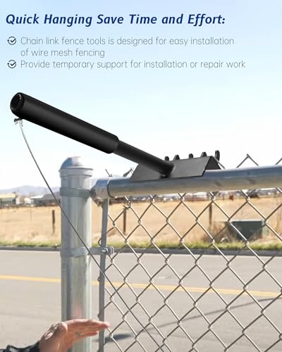 Chain Link Fence Heavy Duty Top Rail Fabric Hanging Tool, 15.7 Inch Chain Link Fence Tools with Anti Slip Handle Including Connection Hook Fit for Fixing Fences on Farms, Pastures, Garden Barriers - size: Black