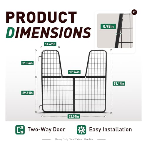52" W x 50.5" H Horse Stall Gate for Livestock Enclosures Steel | Powder Coated Black