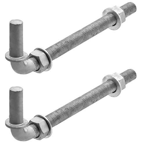 8" J-Bolt Gate Hinge Kit, Heavy Duty Galvanized Steel Gate Hinge with 5/8" Pin, Chain Link Fence Hardware for Swinging Gates, Farm/Wall/Wood/Metal Posts(2-Pack)