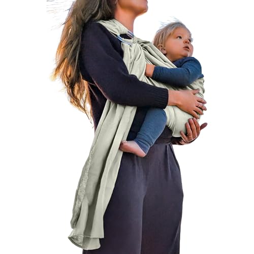 Organic Baby Ring Sling Carrier – Boho Hemp & Eucalyptus Wrap for Newborn to Toddler – Non-Toxic, ASTM-Certified, Ergonomic, Gift Box Included – Carefree Cloud - color: Carefree Cloud