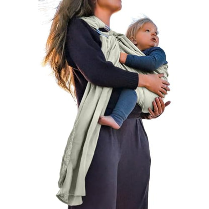 Organic Baby Ring Sling Carrier – Boho Hemp & Eucalyptus Wrap for Newborn to Toddler – Non-Toxic, ASTM-Certified, Ergonomic, Gift Box Included – Carefree Cloud - color: Carefree Cloud