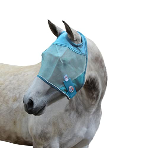 Derby Originals Reflective Mesh Fly Mask with 1 Year Warranty No Ears or Nose Cover,Summer Blue, X-Large (Oversize/Warmblood) - color: Summer Blue, size: Small (Pony)