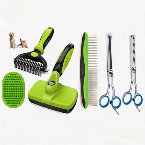 Dog Brush for Shedding,Deshedding Slicker Undercoat Rake Brush for Dog,6PCS - color: Green-6S