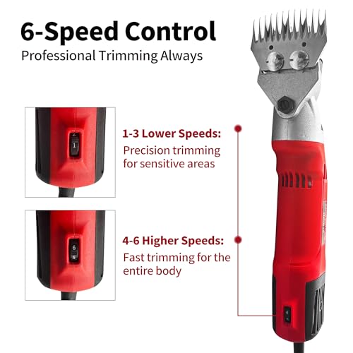 Sheep Shears, Electric Clipper for Sheep & Goats, 900W, 2800RPM, 6-Speed Adjustable Control -Heavy Duty Livestock Shearing Clipper for Animal Grooming, Suit for Sheep, Goats, Alpacas, Llamas