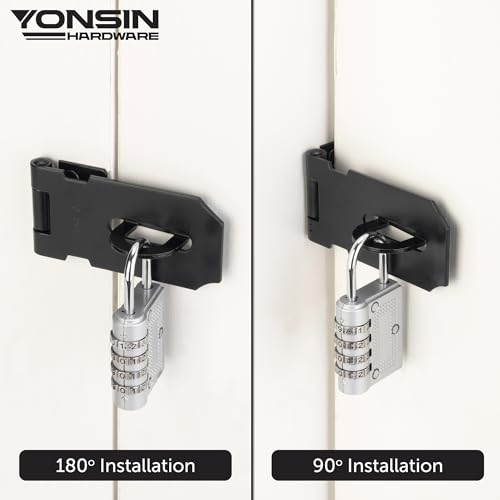 3" Door Padlock Safety Hasp Latch, Door Hasp Clasp Lock Gate Shed Hasp Latch Lock for Door Window Cabinet Pet Cage Toolbox Shed Fence, 304 Stainless Steel, Matte Black Finish, 1 Pack - size: 3 Inch