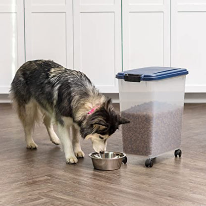 IRIS USA Dog Food Storage Container, Up to 40 lbs, Navy, Made in USA - color: Navy, size: 40 lbs