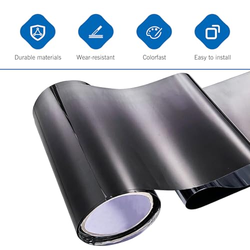 Car Windshield Tint Strip, 7.87" x 59" Gradient Black Windshield Banner Sticker, Anti-Glare Sunproof Exterior Windscreen Protective Film, Cuttable to Fit Most Vehicles (Black #D) - color: Black #D