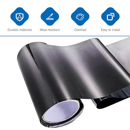 Car Windshield Tint Strip, 7.87" x 59" Gradient Black Windshield Banner Sticker, Anti-Glare Sunproof Exterior Windscreen Protective Film, Cuttable to Fit Most Vehicles (Black #D) - color: Black #D