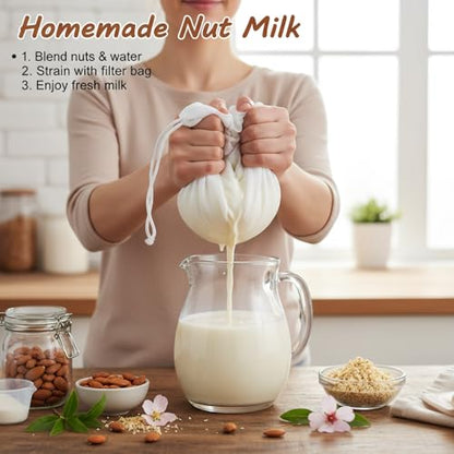Kimmama Nut Milk Bag, Cheese Cloth Bag for Straining, Nylon, 7.9x11.8",4Pcs