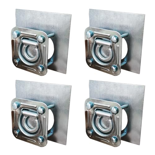 Recessed Tie Down D-Rings Anchor, 6000 lb. Capacity, Bolt-on with Backing Support Plates, for Flatbed Trailer/Truck, Pack of 4