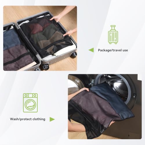 OTraki Black Delicate Laundry Bag with 4 CM Elastic Band 2 Pack 12×16 Inch - size: 12×16 Inch