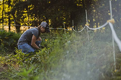Hooyman Hot Zone Garden and Food Plot Electric Fence, Solar Powered Deer Exclosure with Solar Panel System, Fiberglass Posts, Post Insulators, and In-Line Tensioners for Food Plot or Garden Protection - style: Poly Rope