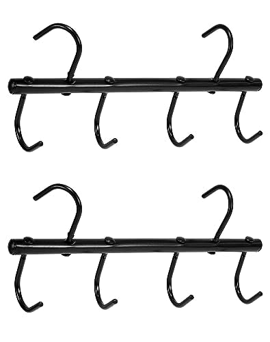 QWORK Steel Tack Rack with Swivel Hooks, 2 Pcs Portable Tack Hangers, 17" Horse Tack Holder