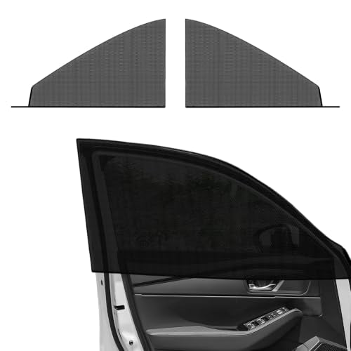 2 PCS Car Window Shades, Double-Layer Automotive Front Side Window Sunshade Blocks UV Rays & Sun Glare, Breathable Mesh Screen Stretch Sun Protection Cover for Most SUVs - color: Car Front, 2 PCS