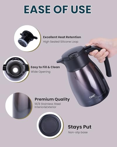 GiNT 1L / 34Oz Thermal Coffee Carafe, Insulated Stainless Steel Coffee Carafes for Keeping Hot/Double Walled Vacuum Thermal Carafe (Purple) - color: Purple, size: 34 Ounces