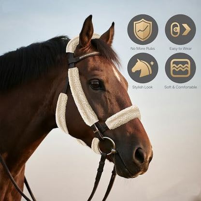 Fleece Horse Halter Cover (Full-Cover Series (9-Piece), Cream) - color: Cream, style: Full-Cover Series (9-Piece)