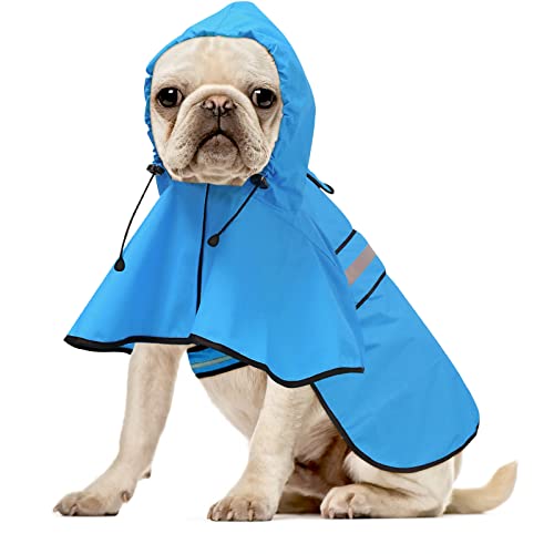 Waterproof Reflective Dog Raincoats - Adjustable Puppy Rain Coat Jacket, Lightweight Dog Hooded Slicker Raincoats Poncho for Small to X- Large Dogs and Puppies (Blue, Small) - color: Blue, size: Small