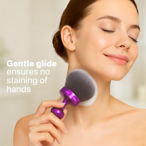 Kabuki Self Tanner Brush – Round Dome Blending Brush for Face & Body, Palm-Grip Applicator for Smooth, Streak-Free Tan | Soft Synthetic Bristles, Washable & Reusable (Purple) - color: Purple