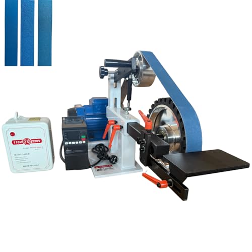 Belt Grinder Sander with VFD，2x72-inch 1500W 2HP Variable Speed Control Belt Sander with 3 Sets Grinding Tools and 3 Zirconia corundum Sanding Belts for Metalworking, Knife Making