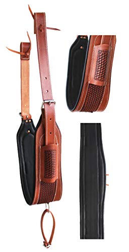 Horse Western Tooled Padded Leather Rear Flank Saddle Cinch Billets 9782 - color: Tan