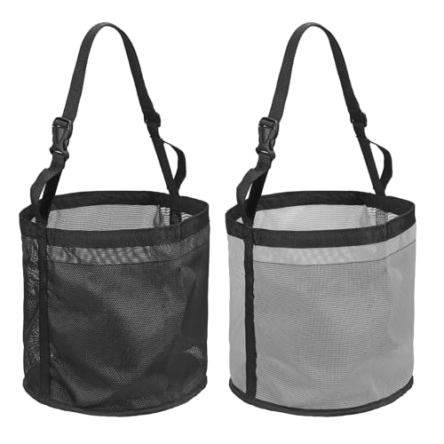 Horse Feed Bag Horse Muzzle Hay Bags with (Black Gray L 2Pcs) - color: Black & Gray, size: L
