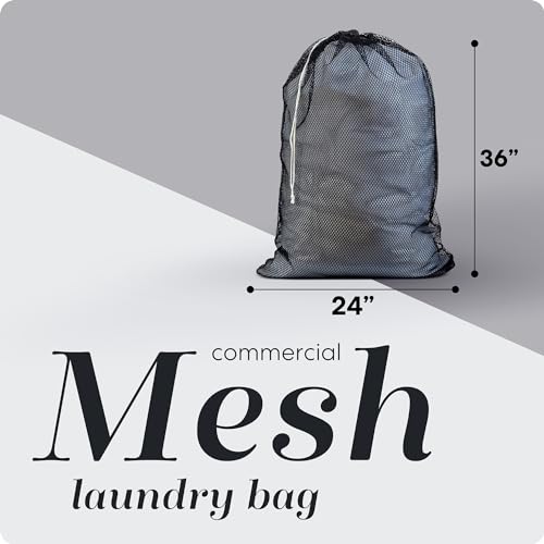 Handy Laundry Mesh XL Laundry Bag 24"x36", Heavy Duty Drawstring, Black - color: Black