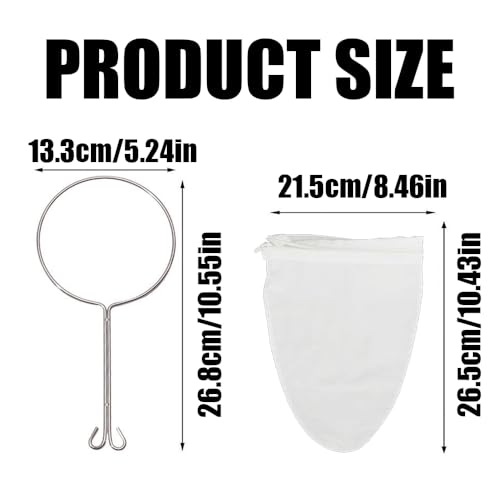 3Pcs Ultra Fine Mesh Strainer Bags, Fine Mesh Strainer with Handle, Reusable Cheesecloth Strainer for Coffee, Nut Milk, Butter, Wine, Juices (Small Size)