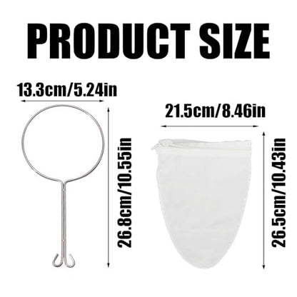 3Pcs Ultra Fine Mesh Strainer Bags, Fine Mesh Strainer with Handle, Reusable Cheesecloth Strainer for Coffee, Nut Milk, Butter, Wine, Juices (Small Size)